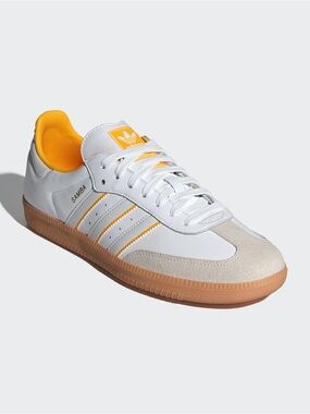 Samba OG adidas Men’s White Sneakers with Yellow Accents